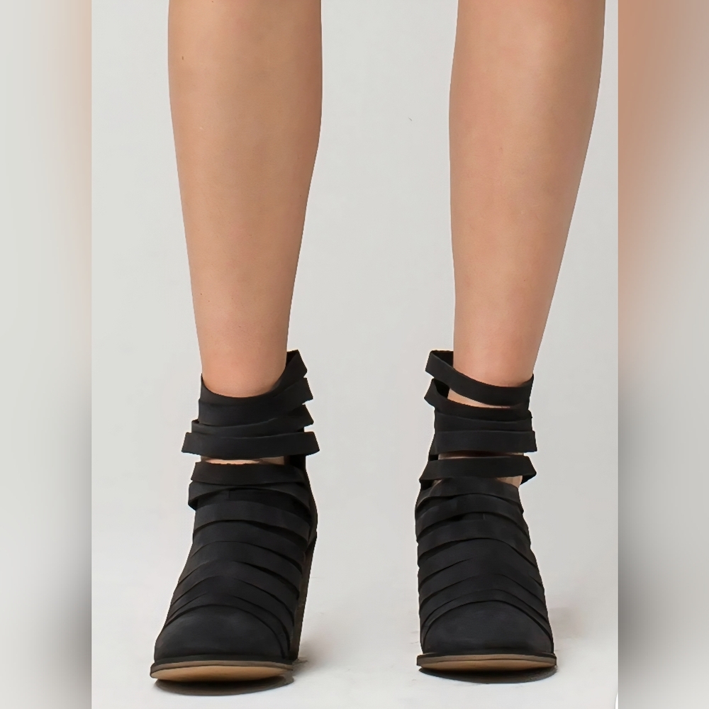 FREE PEOPLE | Strappy Suede Leather Bootie | Boho |Black Ankle Boot | EU 36 US 6 - Picture 13 of 15